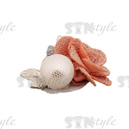 Композиция цветочная на фетровой основе, цвет персиковый, размер 45 мм,  фото 3