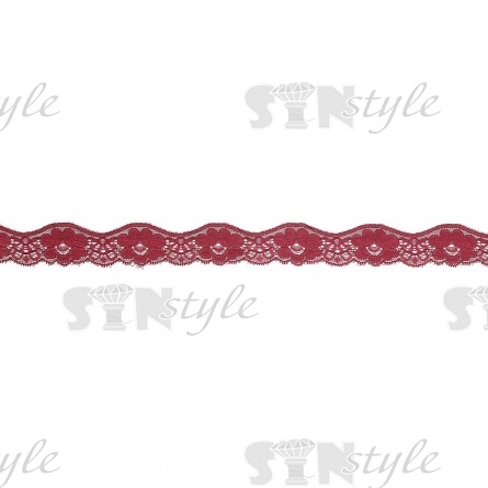 Кружево эластичное, ширина 35 мм, цвет бордовый, намотка 15 ярдов фото 2