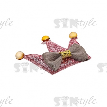 Аппликация 3D "Корона", цвет грязно-розовый+серый, размер 50х35 мм фото 2