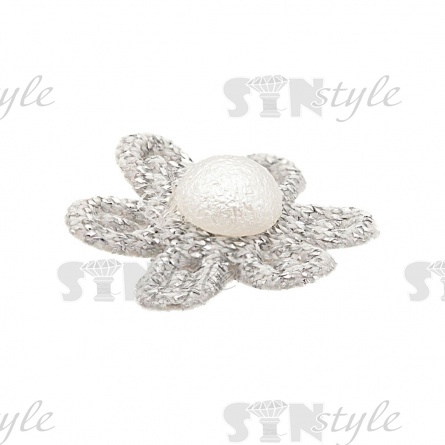 Аппликация 3D "Цветочек", цвет серый, размер 23 мм фото 2