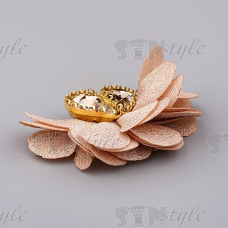 Цветочки декоративные со стразами, цвет бежевый, размер 40х25 мм фото 2
