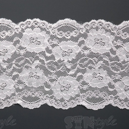 Кружево эластичное, ширина 150 мм, цвет белый, намотка 15 ярдов фото 1
