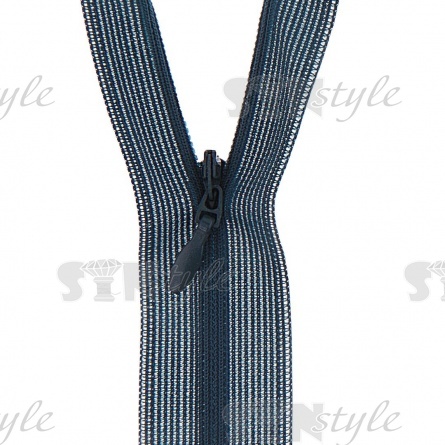 Молния спираль, тип 3, потайная, неразъемная, основа капрон, длина 50 см, цвет 390 (темно-бирюзовый), бегунок цвета основы фото 2