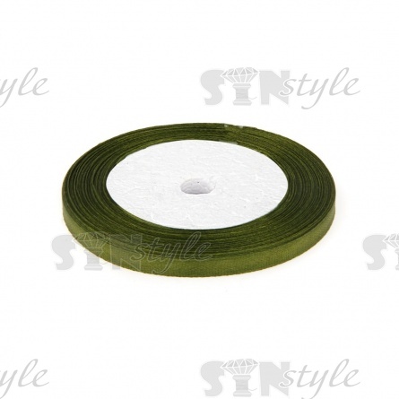 Декоративная лента атласная, ширина 6 мм, намотка 25 ярдов, зеленый цвет (№108) фото 1