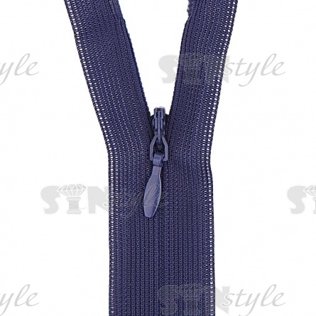 Молния спираль, тип 3, потайная, неразъемная, основа капрон, длина 20 см, цвет 330 (синий), бегунок цвета основы фото 2