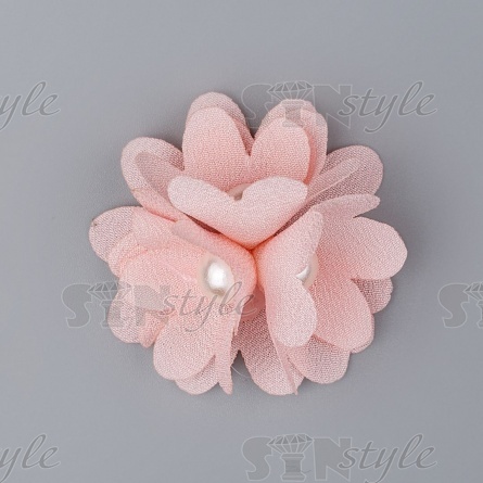 Цветочки декоративные с бусинами, цвет персиковый, диаметр 40 мм,  фото 1