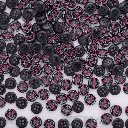 Пуговица пластиковая на четыре прокола, размер 18L, цвет черный/малиновый фото 4