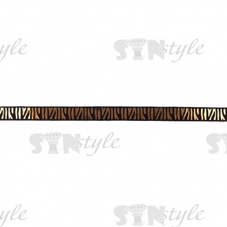 Отделочная тесьма с объемным тиснением фольгой, ширина 20 мм, черная основа с золотой фольгой, намотка 10 ярдов фото 2