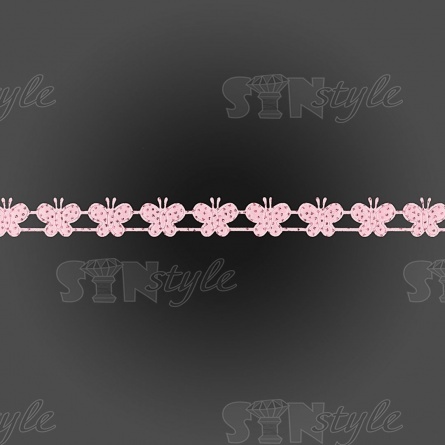 Декоративная лента из бабочек, цвет розовый, ширина 20 мм, намотка 20 ярдов фото 2