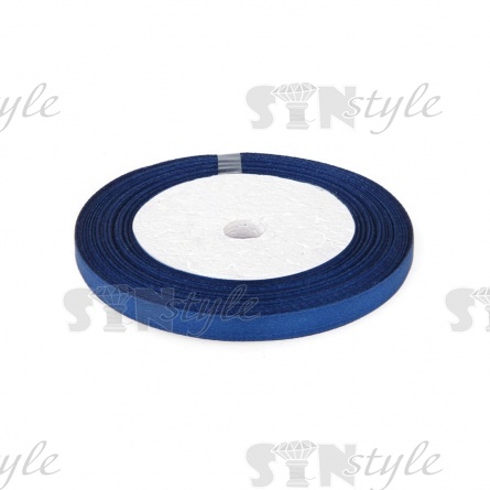 Декоративная лента атласная, ширина 6 мм, намотка 25 ярдов, цвет синий (№153) фото 1