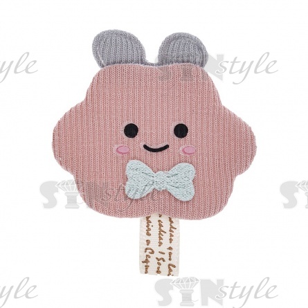 Аппликация 3D "Мишка", цвет грязно-розовый+серый, размер 50х60 мм фото 1