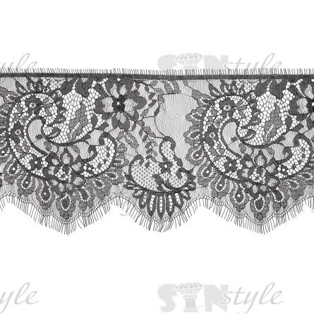 Кружево "Французское", ширина 160 мм, цвет черный, длина 3 метра фото 1