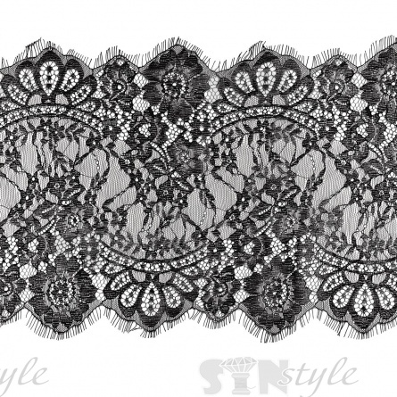 Кружево "Французское", ширина 265 мм, цвет черный, длина 3 метра фото 1