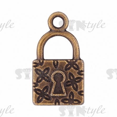 Подвеска металлическая "Замочек", размер 10ммх15мм, цвет бронза фото 1