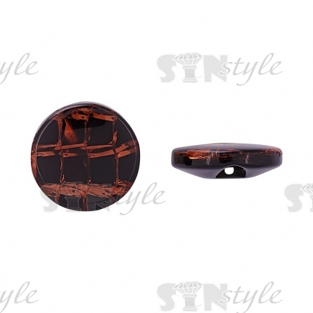 Пуговица пластиковая на полуножке, размер 24L, цвет темно-коричневый с прожилками фото 1