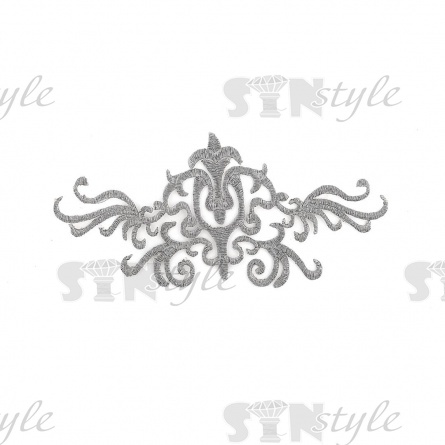 Термоаппликация орнамент, цвет серебряный, размер 190х90 мм фото 1