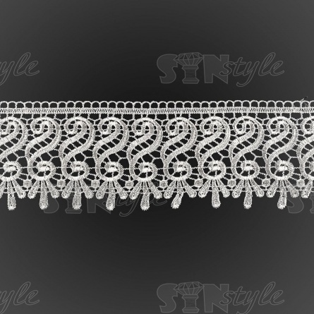 Кружево ажурное с восточным орнаментом и фестонами по краю, ширина 90 мм, цвет белый, намотка 14,2 ярдов фото 1