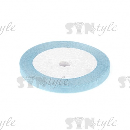 Декоративная лента атласная, ширина 6 мм, намотка 25 ярдов, цвет голубой (№070) фото 1