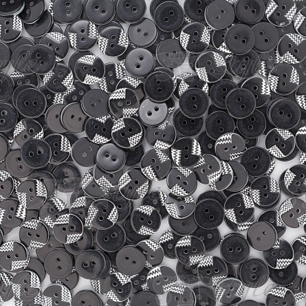 Пуговица пластиковая на два прокола, черная с белым, 20L фото 4