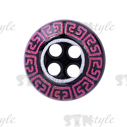 Пуговица пластиковая на четыре прокола, размер 18L, цвет черны/малиновый фото 2