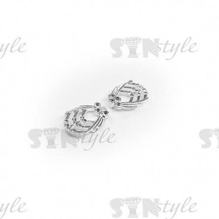 Застежка металлическая, цвет серебряный+белые стразы, размер 60х22 мм фото 2