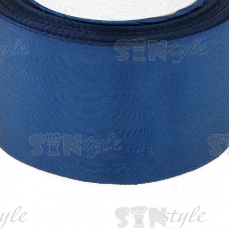 Декоративная лента атласная, ширина 50 мм, намотка 25 Y, цвет темно-синий (№038) фото 2