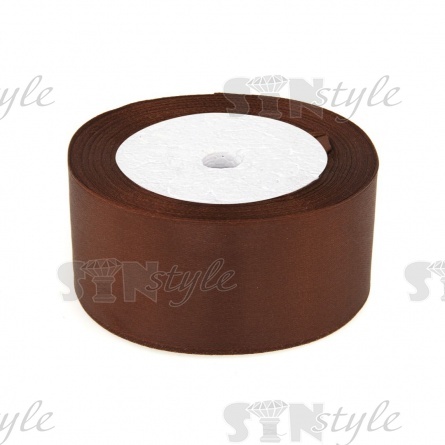 Декоративная лента атласная, ширина 38 мм, намотка 25 ярдов, цвет коричневый (№032) фото 1