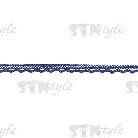 Кружево хлопковое вязаное, ширина 12 мм, цвет темно-синий, намотка 15 ярдов фото 1