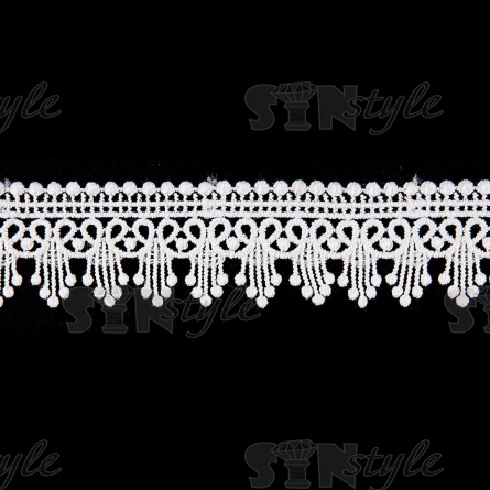 Кружево ажурное матовая нить, ширина 30 мм, цвет белый, намотка 15 ярдов фото 2