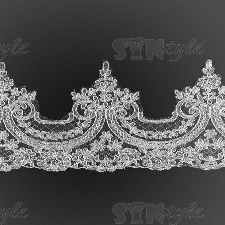 Кружево гипюр, ширина 160 мм, намотка 10 ярдов, цвет сияющий белый фото 1