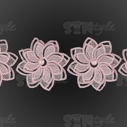 Цветочки из капроновой ленты, ширина 70 мм, намотка 20 ярдов, цвет светло-розовый (№5) фото 3