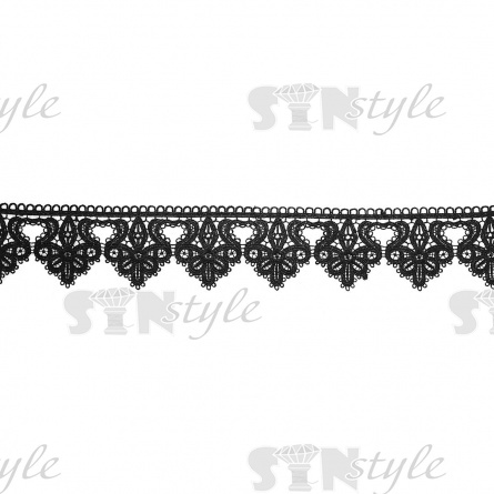 Кружево ажурное матовая нить, ширина 75 мм, цвет черный, намотка 15 ярдов фото 2