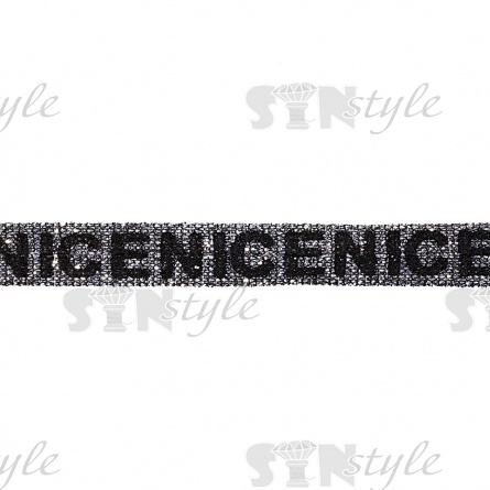 Тесьма отделочная с люрексом, цвет черный+серебро, ширина 10 мм, намотка 45 ярдов фото 2