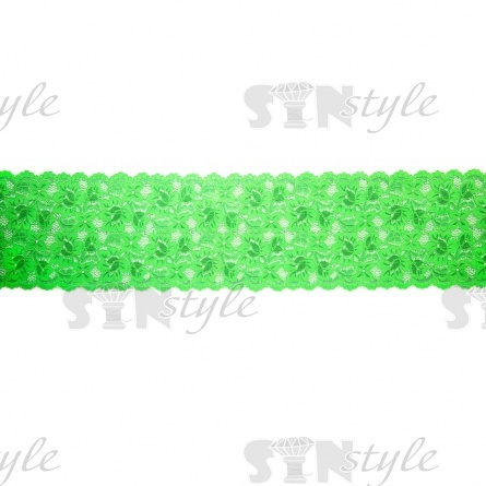 Кружево эластичное, ширина 140 мм, цвет салатовый, намотка 15 ярдов фото 2
