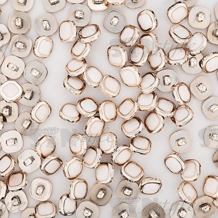 Пуговица пластиковая на ножке, цвет золотой с белым, 20L фото 3