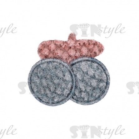 Аппликация 3D "Вишенки", цвет грязно-розовый+серый, размер 35х30 мм фото 1