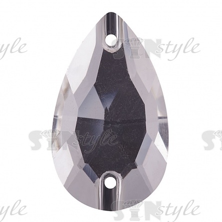 Стразы пришивные стеклянные Капля, цвет белый прозрачный, размер 17*28 мм фото 1