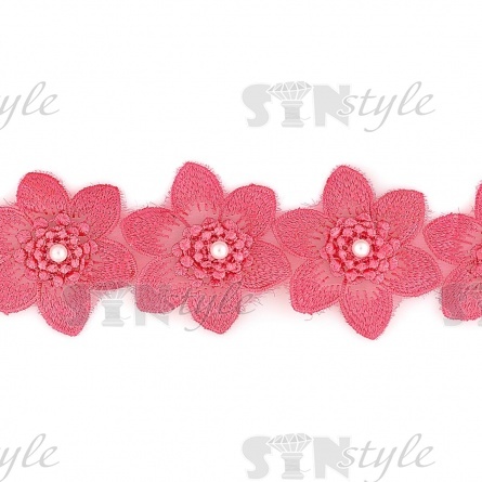 Цветочки из капроновой ленты, ширина 60 мм, намотка 20 ярдов, цвет коралловый (№29)  фото 3