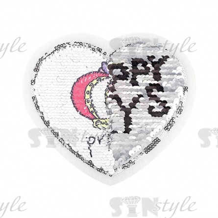 Аппликация из пайеток пришивная "Сердце", размер 150х130 мм фото 3