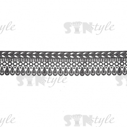 Нежное ажурное кружево с причудливым узором, ширина 66 мм, цвет черный, намотка 10 ярдов  фото 2