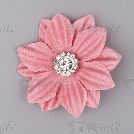 Цветочки декоративные со стразами, цвет грязно-розовый, диаметр 40 мм фото 1