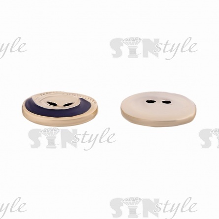 Пуговица пластиковая на два прокола, золотая с темно-синим, 28L фото 3