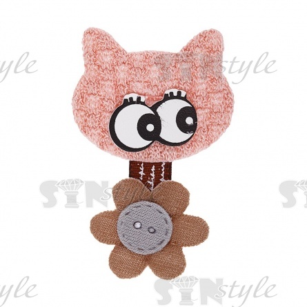 Аппликация 3D "Котик", цвет грязно-розовый+серый, размер 60х35 мм фото 1
