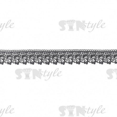 Кружево ажурное, нежная цветочная гирлянда с резным краем, ширина 55 мм, цвет черный, намотка 15 ярдов фото 2