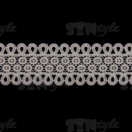 Кружево ажурное, нежная цветочная гирлянда с резным краем в виде петелек, ширина  60 мм, цвет бежевый, намотка 10 ярдов  фото 1