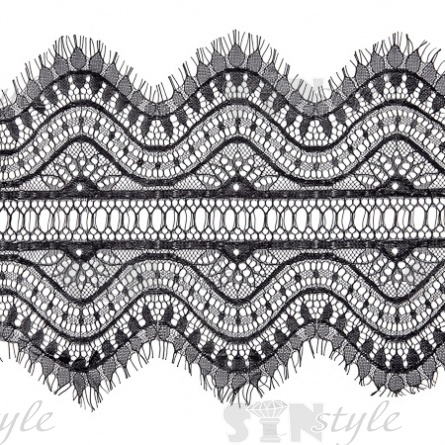 Кружево "Французское", ширина 210 мм, цвет черный, длина 3 метра фото 1