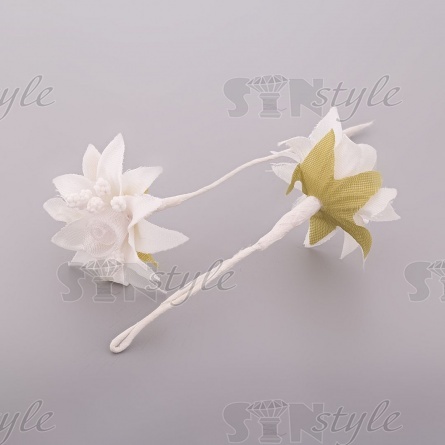 Цветочки свадебные, диаметр 35 мм, цвет белый фото 1