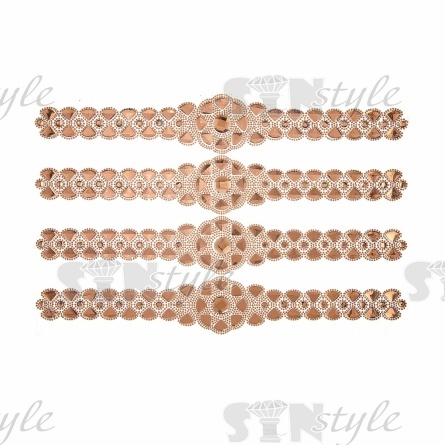 Термоаппликация "Пояс" из стеклянных страз, цвет золотой, размер 65х420 мм, 4 шт на листе фото 1