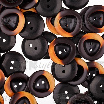 Пуговица пластиковая на два прокола, размер 40L, цвет черный+оранжевый фото 3