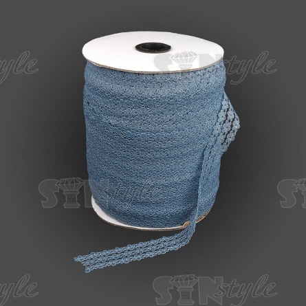 Кружево на сетке с цветочным рисунком, цвет серый (№9), ширина 25 мм, намотка 300 ярдов фото 1